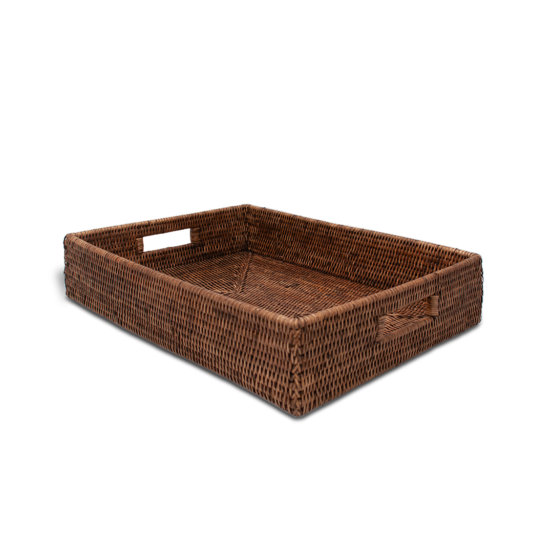 Поднос DECOR WALTHER, BASKET TRAY, 10 x 45 x 34 см, ротанг темный