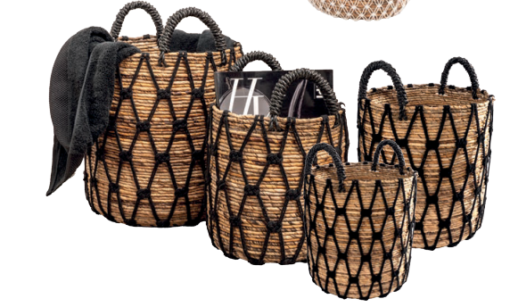 Набор из 4 корзин Cipi, в черном цвете
